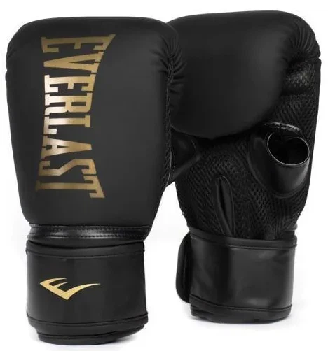 Боксерские перчатки Everlast полиуретан L/XL черные золотые - Фото 4 Боксерские перчатки Everlast полиуретан L/XL черные золотые - изображение 4
