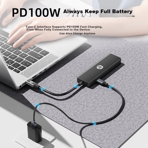 Док-станция расширения HP Type-C с поддержкой быстрой зарядки PD, HDMI, чтения карт SD+TF, планшета, Office Assistant, MacBook, 6-дюймовая CT203C, Milk Tea - изображение 5