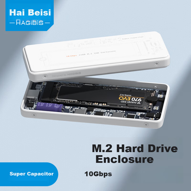 Зовнішній корпус для SSD Hagibis, корпус для жорсткого диска M.2 NVMe, Type-C, сумісний з MacBook, ноутбуком та телефоном, розширення сховища, захист від вимкнення живлення - зображення 4