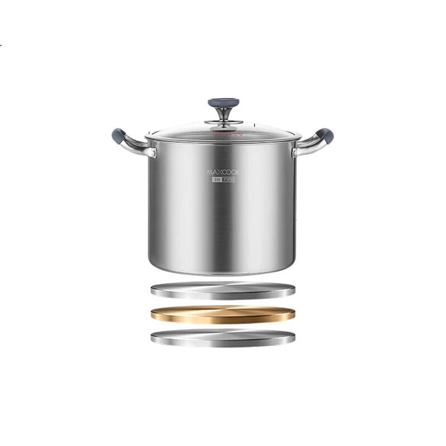 Каструля MAXCOOK супова, нержавіюча сталь 316L, подвійне дно, 24 см, MCT9873 - зображення 3