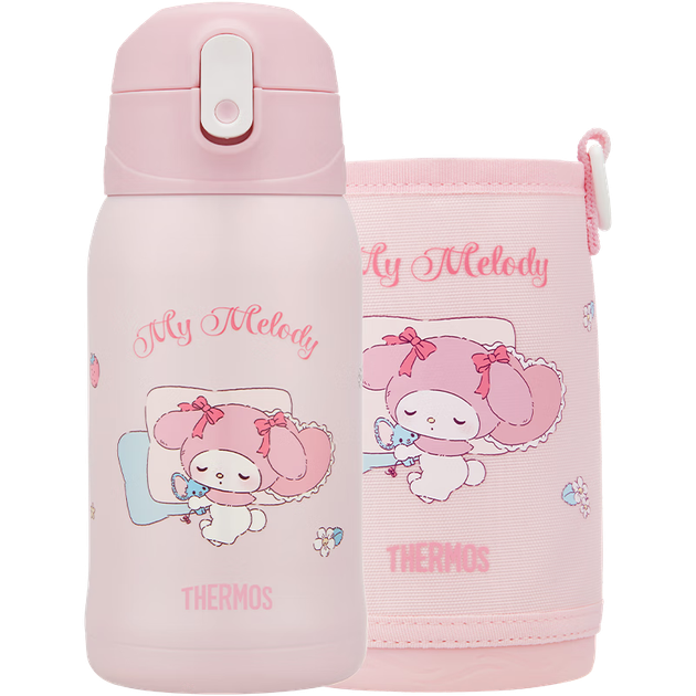 Детский термокружка THERMOS 316L с двойной крышкой, модель Melody Thermos, 550 мл, розовый. - изображение 4