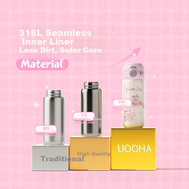 Термос UOOHA Simple Joy Student, детская кружка, отличный рождественский подарок для девочек, кружка из нержавеющей стали 316L с трубочкой. - изображение 5