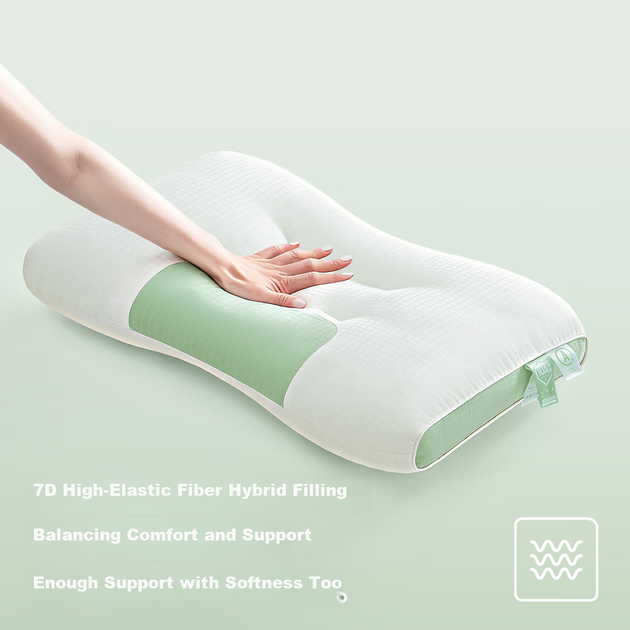 Подушка JD Original Xiaoqingrou Fiber для шеи антибактериальная жаккардовая, 64x38x12см - Фото 5 Подушка JD Original Xiaoqingrou Fiber для шеи антибактериальная жаккардовая, 64x38x12см - изображение 5