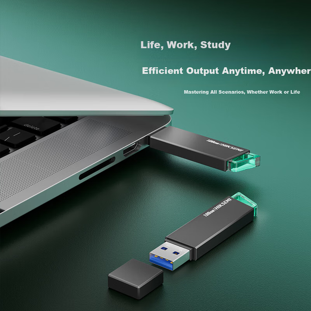 Флеш-накопичувач HIKVISION 128 ГБ USB 3.2 R33 з індикатором роботи, швидкість читання 130 МБ/с, високошвидкісний портативний USB-накопичувач, сумісний з комп'ютерами Huawei для бізнесу, офісу та загального використання - зображення 4