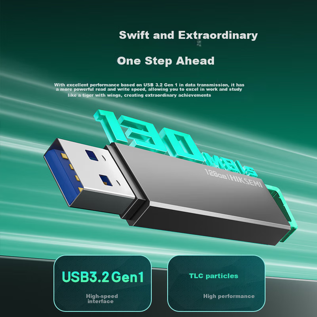 Флеш-накопичувач HIKVISION 128 ГБ USB 3.2 R33 з індикатором роботи, швидкість читання 130 МБ/с, високошвидкісний портативний USB-накопичувач, сумісний з комп'ютерами Huawei для бізнесу, офісу та загального використання - зображення 5