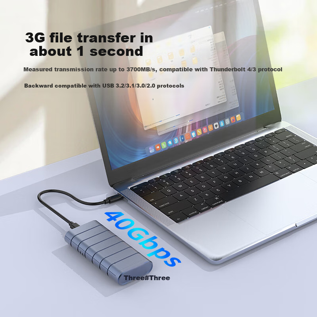 Портативний зовнішній жорсткий диск GODO M.2 SSD USB4 NVMe для ноутбуків та настільних комп'ютерів 40 Гбіт/с, сумісний з Thunderbolt 4/3, підходить для телефонів Apple MAC - Фото 5 Портативний зовнішній жорсткий диск GODO M.2 SSD USB4 NVMe для ноутбуків та настільних комп'ютерів 40 Гбіт/с, сумісний з Thunderbolt 4/3, підходить для телефонів Apple MAC - зображення 5