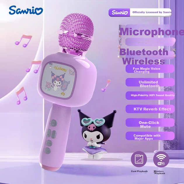 Дитячий мікрофон Sanrio Kuromi K-Song Караоке-динамік «все в одному» (квадратний) для дівчаток віком 3-6-9 років Новорічний подарунок - зображення 4