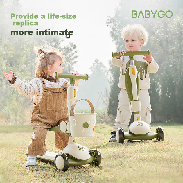 Детский самокат BG-BABYGO для детей от 1 до 3 лет, обучающая ходунка, игрушка-каталка, подарок на первый день рождения, детская коляска, двухместная. - изображение 6