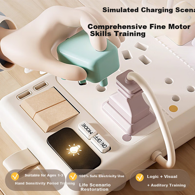 Розвиваюча дошка для розвитку інтелекту Lingdong Baby Children's Educational Simulation Power Strip Busy Board, призначена для дітей молодшого віку та в рамках методики Монтессорі. Відмінний подарунок на день народження! - зображення 9