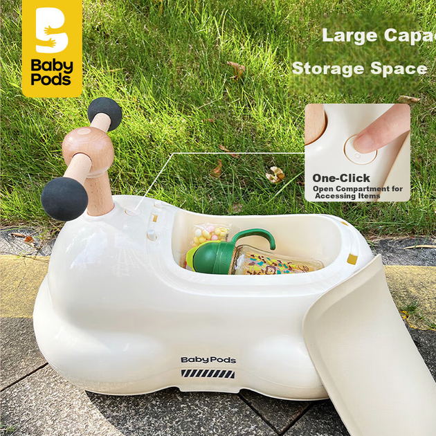 Детский электромобиль Babypods Peanut Ride-On для малышей 1-3 лет, самокат с отсеком для хранения, машинка в форме тыквы, подарок на день рождения или первый год жизни. - Фото 6 Детский электромобиль Babypods Peanut Ride-On для малышей 1-3 лет, самокат с отсеком для хранения, машинка в форме тыквы, подарок на день рождения или первый год жизни. - изображение 6