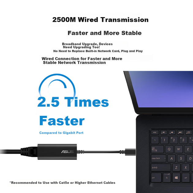 Сетевой адаптер ASUS Type-C на 2.5G с разъемом RJ45 Ethernet для ноутбука и настольного компьютера, расширяющий возможности подключения к док-станции. - изображение 5