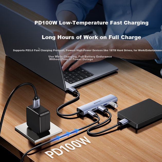 Док-станція Sanze Type-C, USB 3.0 Gigabit Ethernet Hub, адаптер Thunderbolt 4 - HDMI 4K для Apple MacBook/Mac mini DKK6 - зображення 7