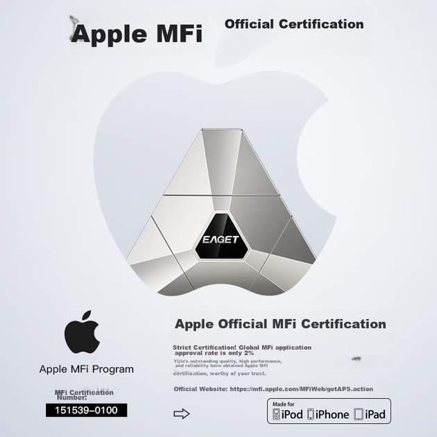 Флеш-накопитель EAGET Apple Phone Expansion USB, 128 ГБ, USB 3.0, I90, серебристый цвет, Type-C, двойного назначения — для компьютера и телефона. - изображение 6