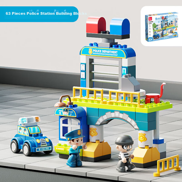 FEELO — конструктор LEGO с крупными деталями, игрушка для мальчиков и девочек, подарок на день рождения, полицейский участок Y42005. - изображение 4