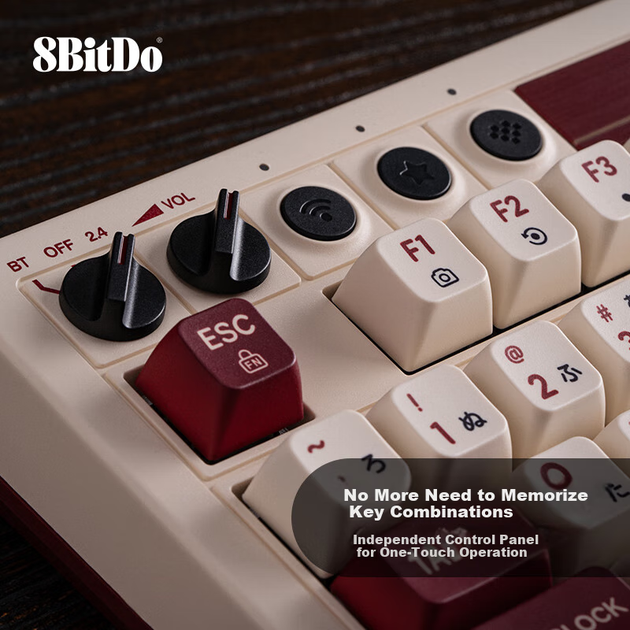 Механічна клавіатура 8BitDo Retro108, класична ретро-бездротова 108-клавішна ігрова та офісна універсальна трирежимна Bluetooth дротова клавіатура з можливістю гарячої заміни клавіш для ПК - зображення 9