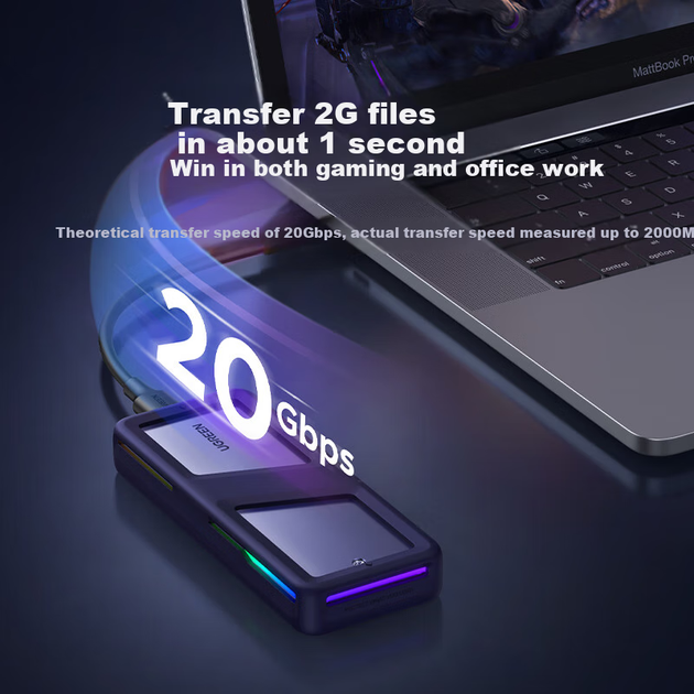 Корпус для зовнішнього SSD-накопичувача UGREEN M.2 NVMe/SATA з двома протоколами 20 Гбіт/с, сумісний з ноутбуками, настільними комп'ютерами та телефонами Apple 16, портативний корпус для зовнішнього SSD-накопичувача - зображення 7
