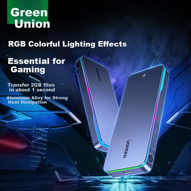 Корпус для зовнішнього SSD-накопичувача UGREEN M.2 NVMe/SATA з двома протоколами 20 Гбіт/с, сумісний з ноутбуками, настільними комп'ютерами та телефонами Apple 16, портативний корпус для зовнішнього SSD-накопичувача - зображення 8