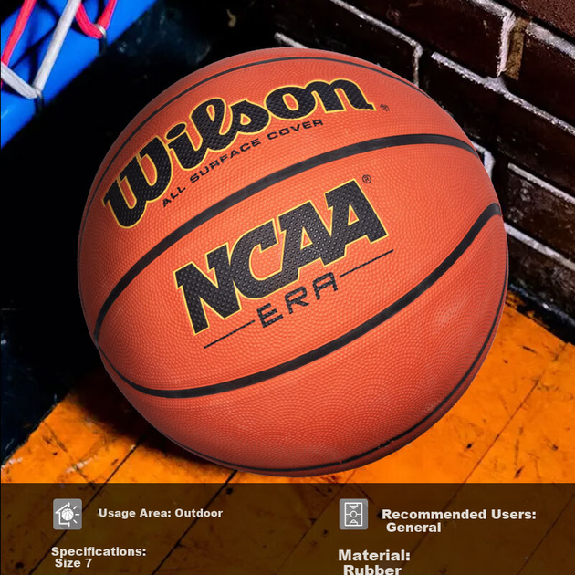 Баскетбольный мяч Wilson NCAA для взрослых, стандартный размер 7, прочный, с резиновым покрытием, для тренировок на открытом воздухе на цементной площадке, артикул 3017201. - изображение 5