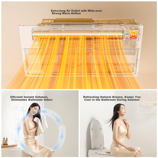 Теплоповітряний обігрівач для ванної кімнати OPPLE Basic Warm Series Wide Swing Fast Heating Ultrathin Multifunctional All-in-One WarmMu Jplus - зображення 7