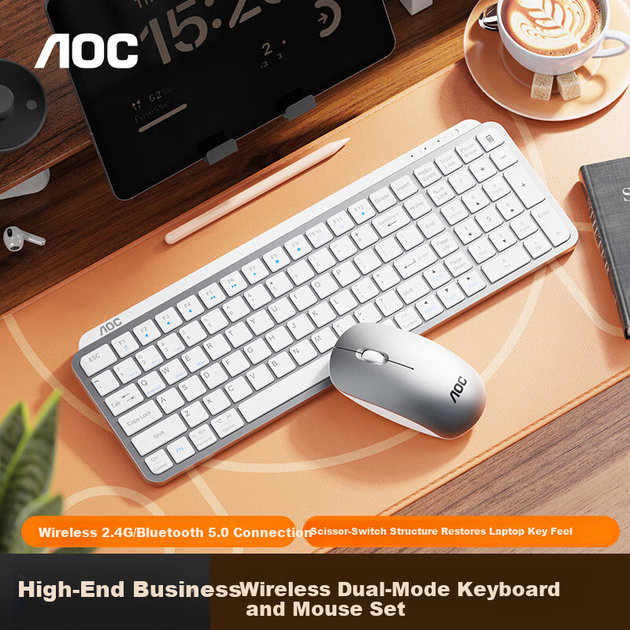 Комплект бездротовий AOC KM600 Wireless/Bluetooth White - зображення 3