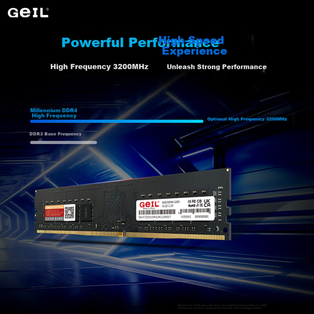 Модуль розширення пам'яті комп'ютера GEIL Jinbang 16 ГБ DDR4-3200 для настільних комп'ютерів серії Millennium - изображение 4