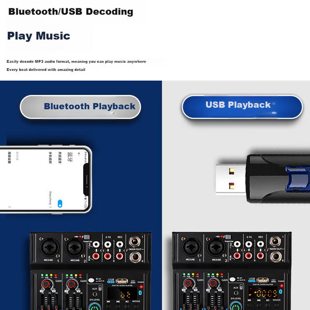 Микшер Depusheng 4-канальный USB звуковая карта Bluetooth - изображение 7