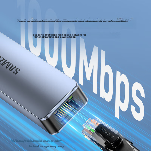 Док-станція розширення порту SAMZHE Type-C на Gigabit Ethernet, чотиривхідний розгалужувач, мережевий кабель RJ45 для ноутбуків Apple, Huawei, Xiaomi, адаптер, док-станція розширення HWK08 - изображение 6