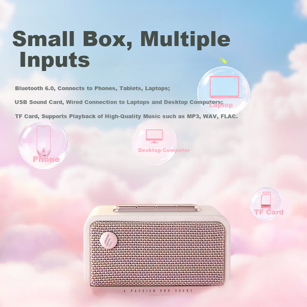 EDIFIER M130 Высококачественная ретро-колонка с Bluetooth, портативная, настольная, с деревянным корпусом, стереофоническим звучанием, длительным временем автономной работы, изысканной подарочной коробкой, цвет белый персик. - изображение 6