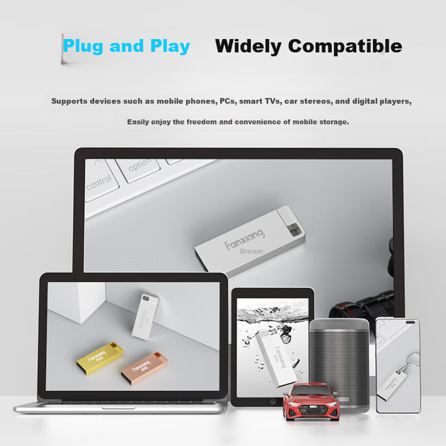 FANXIANG 64GB USB2.0 Автомобильная мини-флешка из металла F206, серебристая, водонепроницаемая, ударопрочная, для корпоративных тендеров и наград. - изображение 9