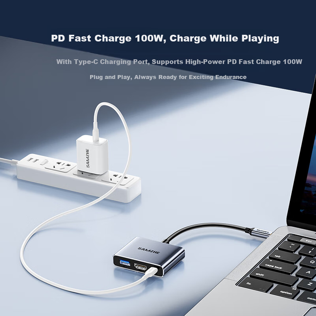 Док-станция расширения SAMZHE Type-C — HDMI, конвертер 4K высокой четкости, адаптер для телефонов и планшетов, док-станция расширения USB 3.0 для ноутбуков, iPad и проекторов мощностью PD100 Вт, DK-Q3. - изображение 13