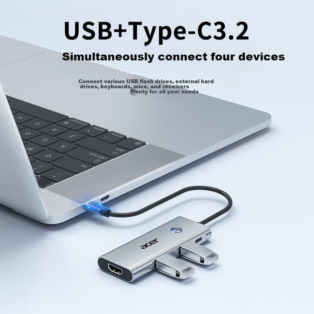 Док-станція розширення Acer Type-C на 6 дюймів, концентратор USB 3.2, передача даних через порт C 3.2, HDMI 60 Гц, підходить для ноутбуків, iPad, адаптерів-конвертерів Huawei. - Фото 5 Док-станція розширення Acer Type-C на 6 дюймів, концентратор USB 3.2, передача даних через порт C 3.2, HDMI 60 Гц, підходить для ноутбуків, iPad, адаптерів-конвертерів Huawei. - зображення 5
