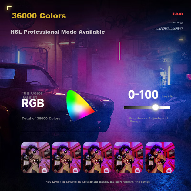 Комплект ручного светодиодного фонаря Sidande Flowing Light B400 Stick Light с двумя батареями, мощностью 25 Вт, для фотосъемки, портативный светодиодный фонарь RGB с регулируемой цветовой температурой, профессиональное освещение для уличной съемки. - зображення 9