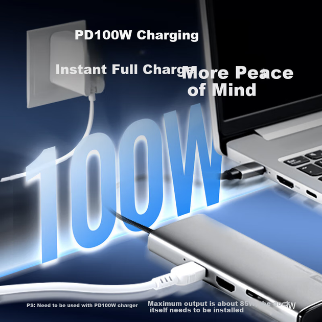 Док-станция расширения Lenovo Type-C, разветвитель USB-концентратора, удлинительный кабель, USB-концентратор, адаптер HDMI, док-станция расширения с устройством чтения SD/TF-карт, док-станция расширения PD100W, BY08-H (металлический корпус) - изображение 7