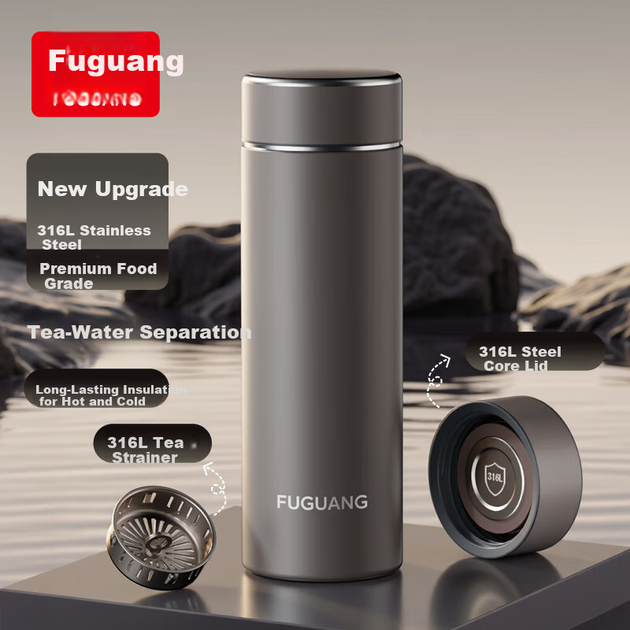 Термос Fuguang з нержавіючої сталі 316L для офісу, ділового та ділового використання, універсальний, з прямим корпусом. - Фото 4 Термос Fuguang з нержавіючої сталі 316L для офісу, ділового та ділового використання, універсальний, з прямим корпусом. - зображення 4