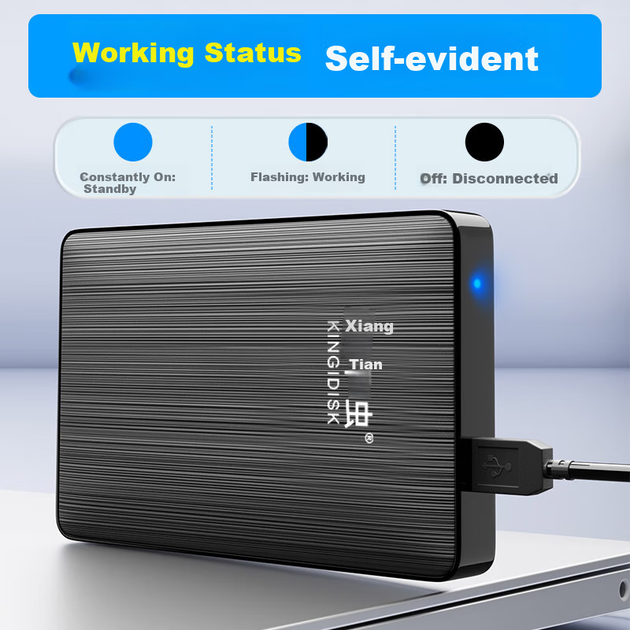 Heijiachong (KINGIDISK) 1TB USB3.0 External Hard Drive K Series Pro Dual Disk Backup 2.5-Inch Business Black Compact Portable K100 Pro - изображение 6