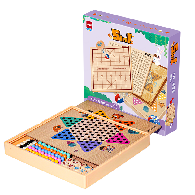 Набор магнитных настольных игр Deli YW218: шахматы, лудо, го, 5 дюймов - изображение 7