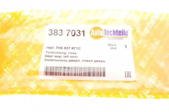 Ущільнювач дверей, ліві двері AUTOTECHTEILE 383 7031 AUTOTECHTEILE 383 7031 Volkswagen Multivan, Transporter 7H0837565A - зображення 6