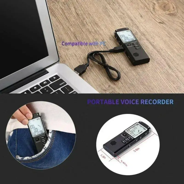 Профессиональный цифровой диктофон T60 8 ГБ активация голосом, с WAV, MP3-плеером - изображение 4