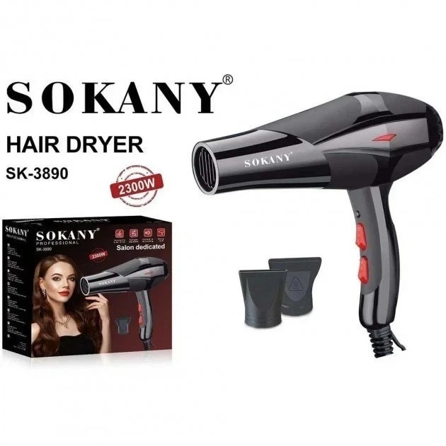 Професійний потужний фен для волосся Sokany HS-3890 Black - зображення 4
