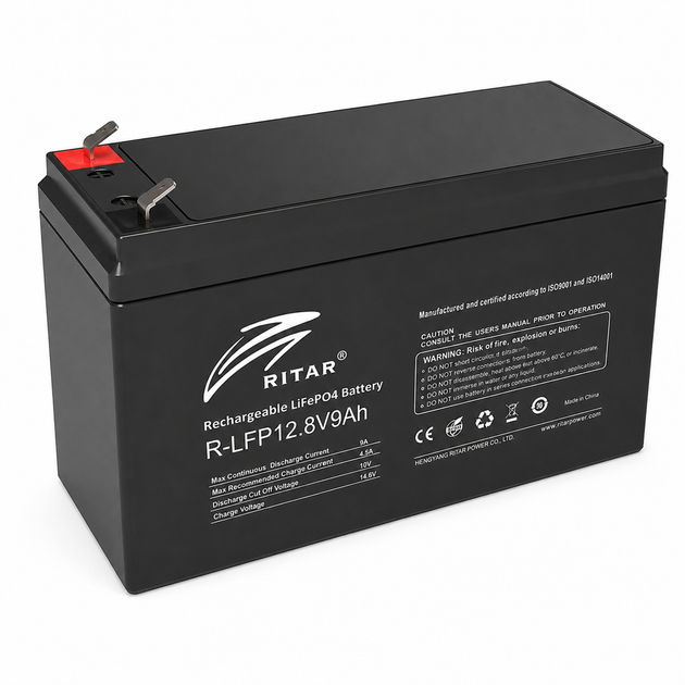 Акумуляторна батарея Ritar 12V 9Ah 4.5 А 4500 циклів LiFePo4 Чорний - зображення 3