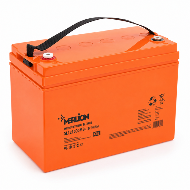 Акумуляторна батарея MERLION GL121000M8 12В 100Ah GEL Помаранчевий - зображення 3