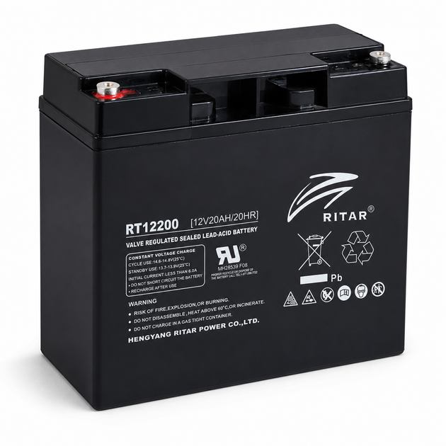 Акумуляторна батарея Ritar RT12200 AGM 12В 20Ah F2 Чорний - зображення 3