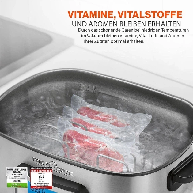 Аппарат Sous Vide ProfiCook PC-SV 1112 – вакуумная печь 8.5 л, 520 Вт, электронный дисплей, таймер до 72 часов, точный контроль температуры - изображение 5