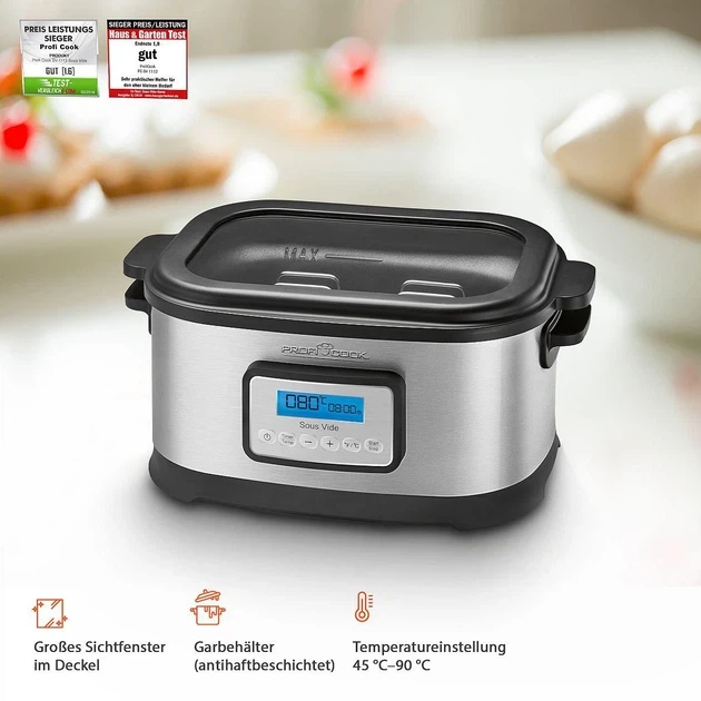 Аппарат Sous Vide ProfiCook PC-SV 1112 – вакуумная печь 8.5 л, 520 Вт, электронный дисплей, таймер до 72 часов, точный контроль температуры - изображение 7