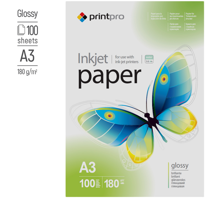 Фотопапір PrintPro A3 180 г/м2 100 аркушів Глянцевий (PGE180100A3) - Фото 2 Фотопапір PrintPro A3 180 г/м2 100 аркушів Глянцевий (PGE180100A3) - зображення 2
