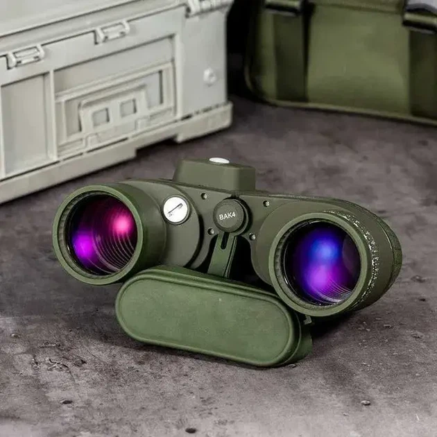 Бинокль профессиональный WATERPROOF ARMY 10*50 с компасом и дальномерной сеткой Зеленый - изображение 7