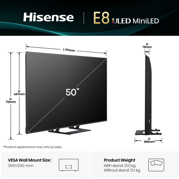 Телевизор HISENSE - 50E8Q - Фото 2 Телевизор HISENSE - 50E8Q - изображение 2