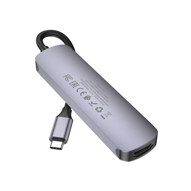 USB-хаб HOCO HB27 Type-C multi-function converter(HDTV+USB3.0+USB2.0*2+PD) Metal Gray - Фото 4 USB-хаб HOCO HB27 Type-C multi-function converter(HDTV+USB3.0+USB2.0*2+PD) Metal Gray - зображення 4