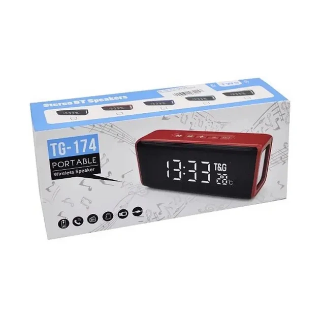 Bluetooth колонка TG174 (FM радіо, годинник, термометр, powerbank)- чорний - изображение 3