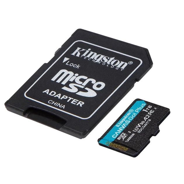 Карта пам'яті microSDXC (UHS-1 U3) Kingston Canvas Go! Plus 1Tb class 10 A2 V30 (R200MB/s, W-160MB/s) (adapter SD) - Фото 3 Карта пам'яті microSDXC (UHS-1 U3) Kingston Canvas Go! Plus 1Tb class 10 A2 V30 (R200MB/s, W-160MB/s) (adapter SD) - зображення 3